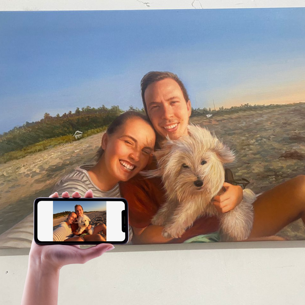 Kærlighedsmaleri efter foto – personligt maleri af par